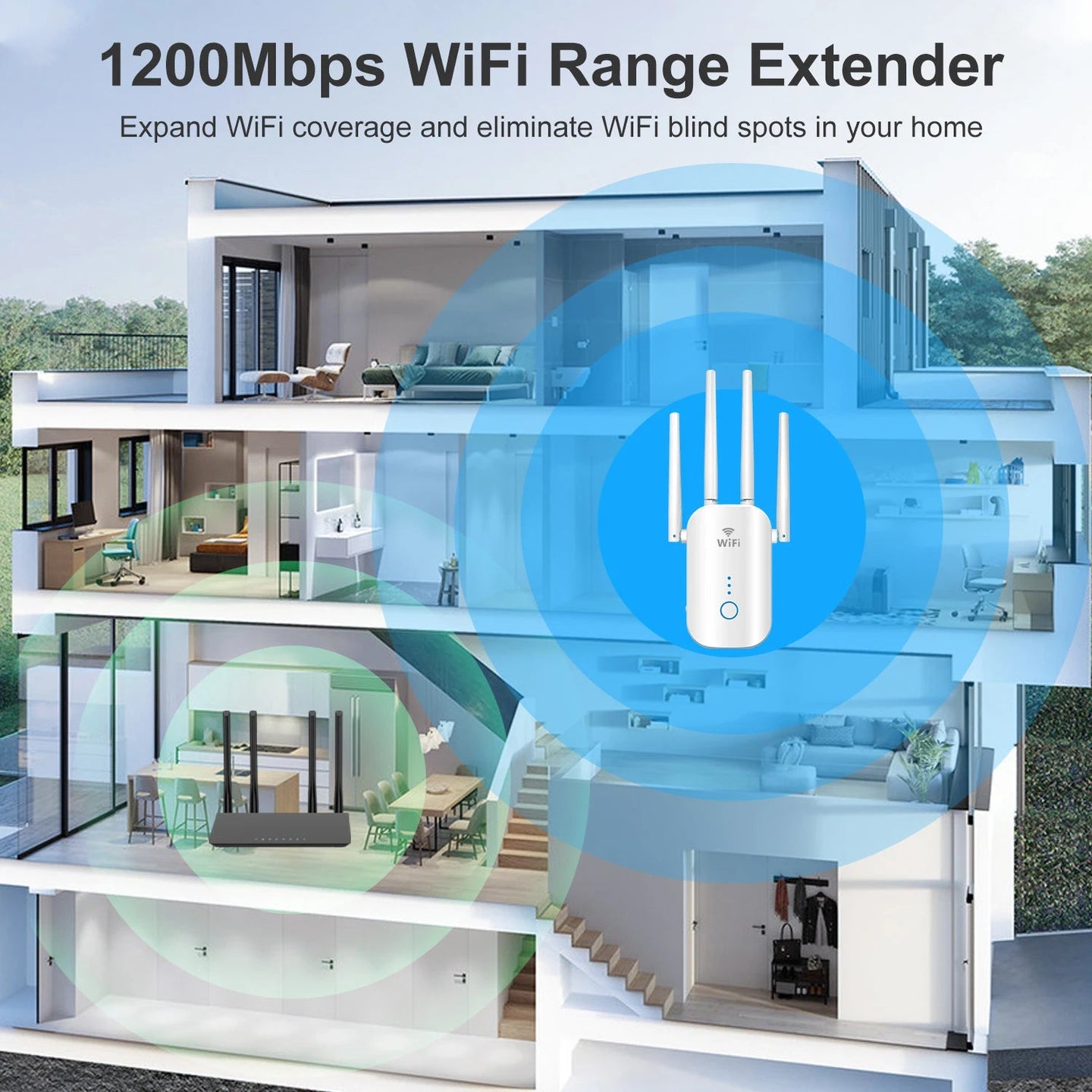 Joowin WiFi Extender and Repeater (Dual Band) - 1200Mbps - OZPAK Tech